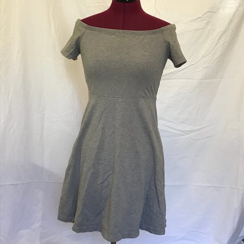 Small Gray Off-Shoulder Tee-Shirt Mini Dress